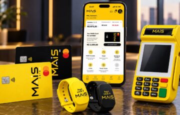Ecossistema da MAIS Card reúne cartão de crédito, aplicativo, maquininha e pulseiras NFC em uma experiência financeira integrada.