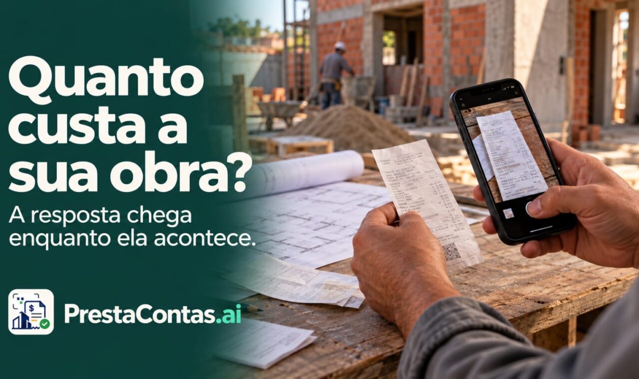 PrestaContas.ai centraliza as informações e mostra quanto cada obra realmente custa enquanto ela ainda é executada.